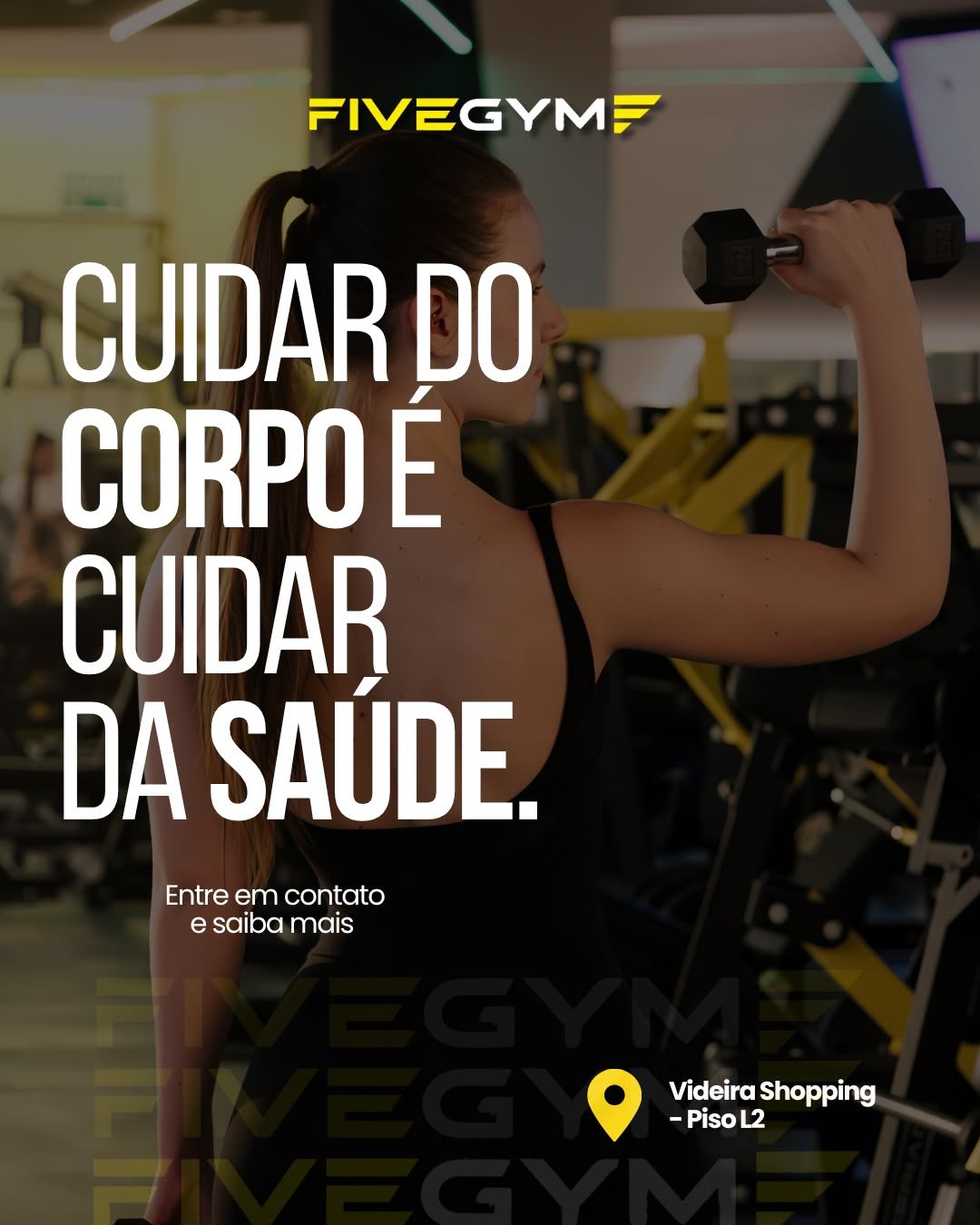 Post: Cuidar do corpo é cuidar da saúde, aluna treinando com halter
